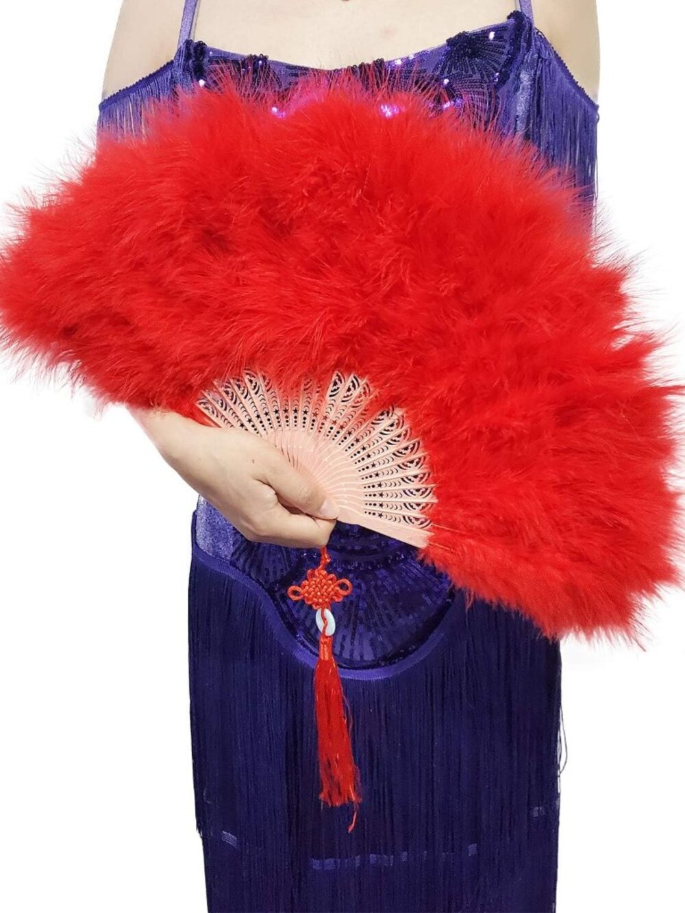 Handheld Marabou Feather Fan, 1920s Vintage Style Flapper Hand Fan for Costume P